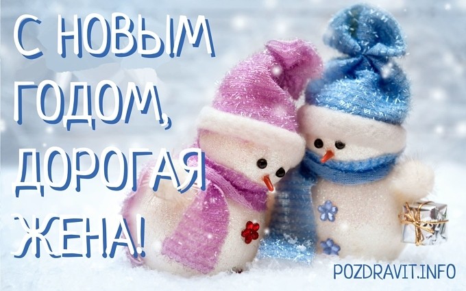 Открытка С Новым годом, дорогая жена!