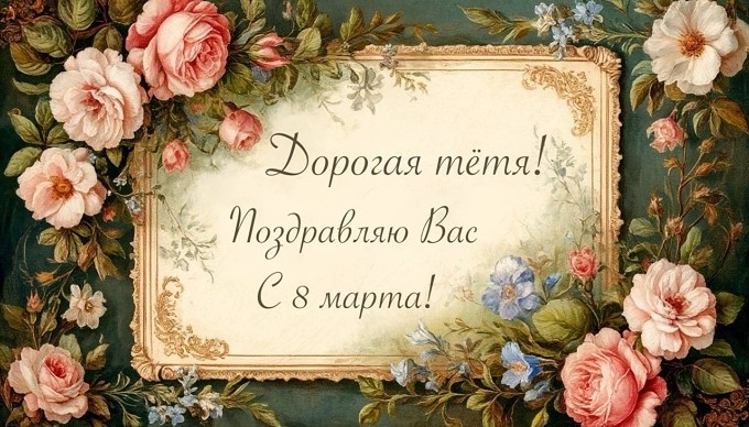 Дорогая тётя! Поздравляю вас с 8 марта!